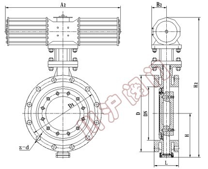 D643H氣動多層次硬密封法蘭蝶閥,結(jié)構(gòu)圖